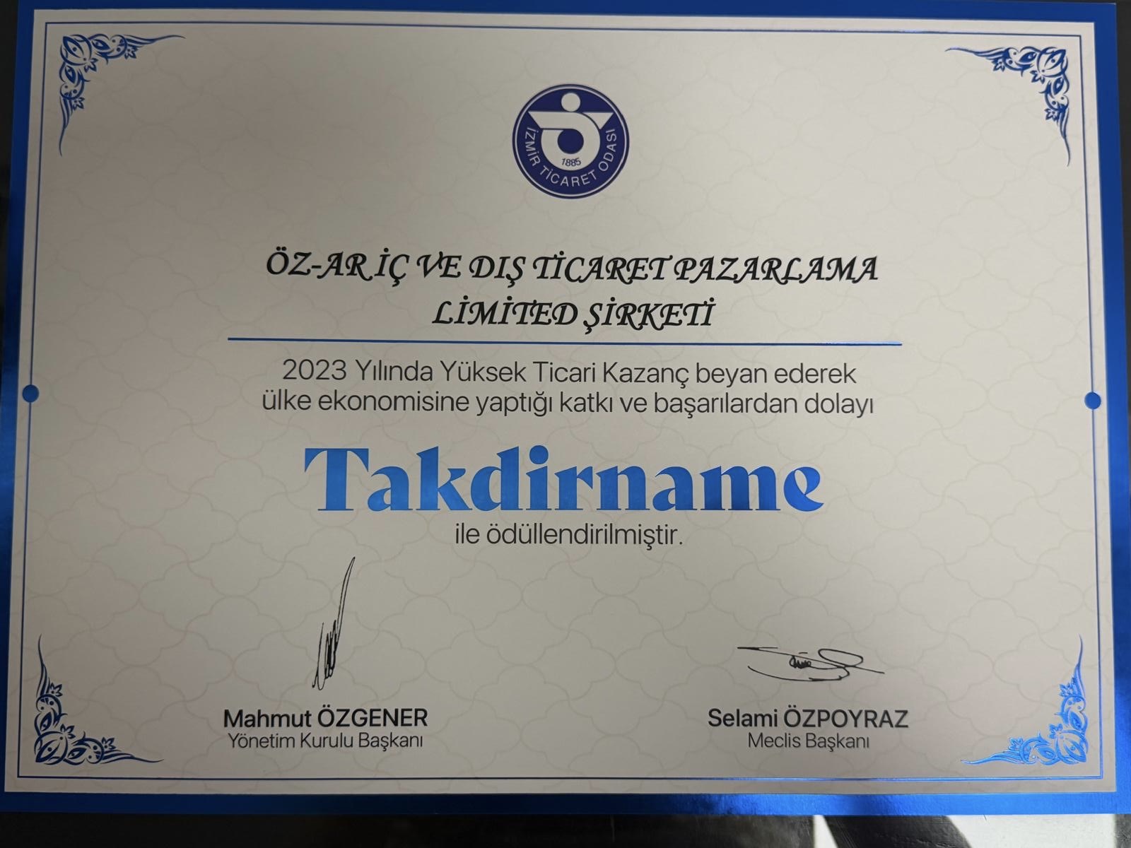 Ozar Takdir Belgeleri 